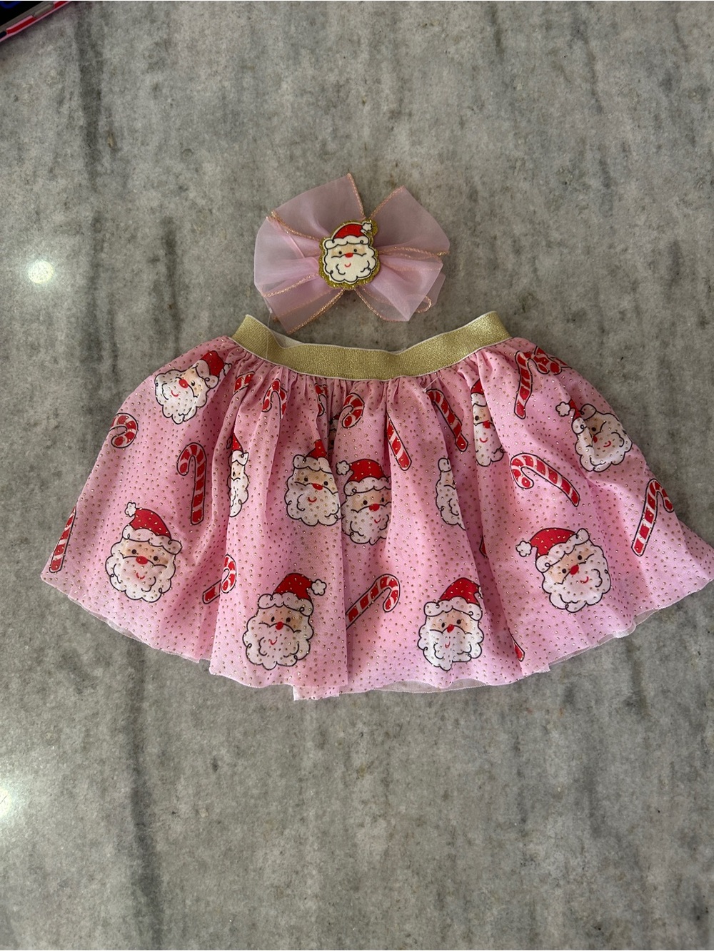 Little Me Pink Santa Tutu Skirt with Bow Size 3+